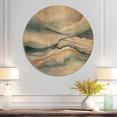 Courants Bleus côtiers II - Décoration murale ronde en bois Vagues océaniques