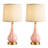 18” Pink Rechargeable Ceramic Lamp With Golden Base(Set Of 2)