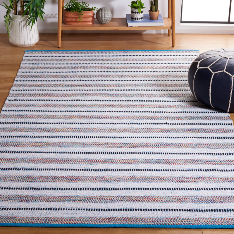 Gavankar Flat Weave Cotton Striped Rug, Rectangle 5' x 8'