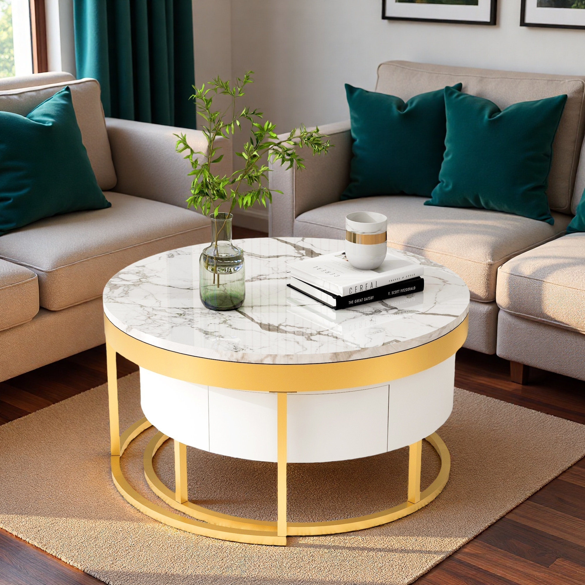 Latitude Run® Modern Round Nesting Coffee Table With Drawers | Wayfair