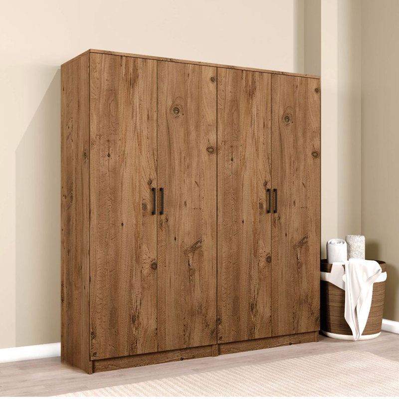 Armoire moderne avec de nombreuses tablettes, pin atlantique, 63,0 x 70,9 x 20,4 pouces | 100% panneau de particules enduit de mélamine, épaisseur: 0,7 pouce | Conception murale, parfaite pour une chambre à coucher élégante