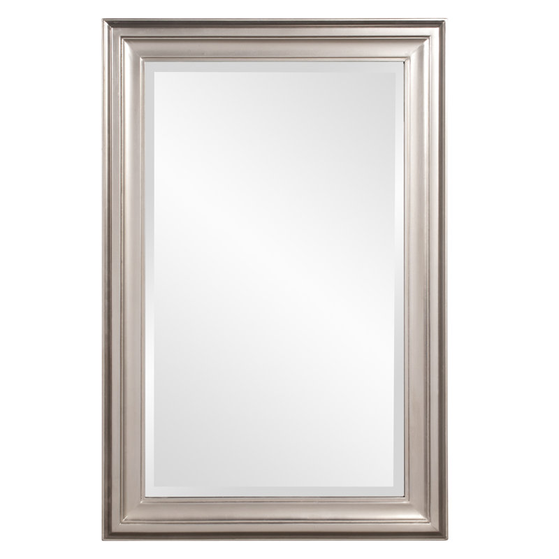 Mora Solid Wood Rectangle Mirror, Bright Nickel