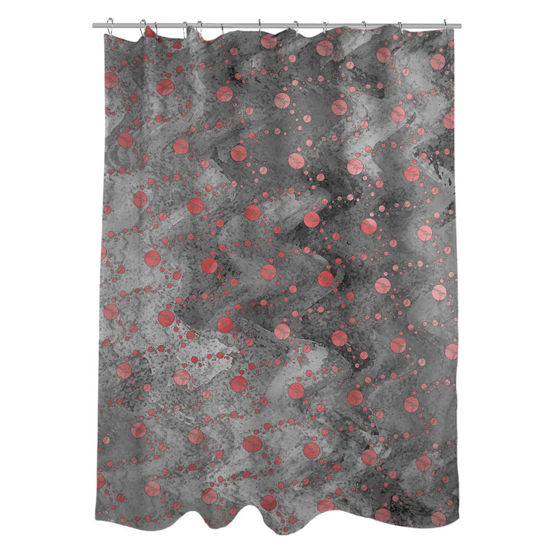Rideau de douche simple planètes et étoiles, Rouge / Noir