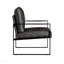 Fauteuil d'appoint, revêtement en similicuir gris foncé, structure en métal noir