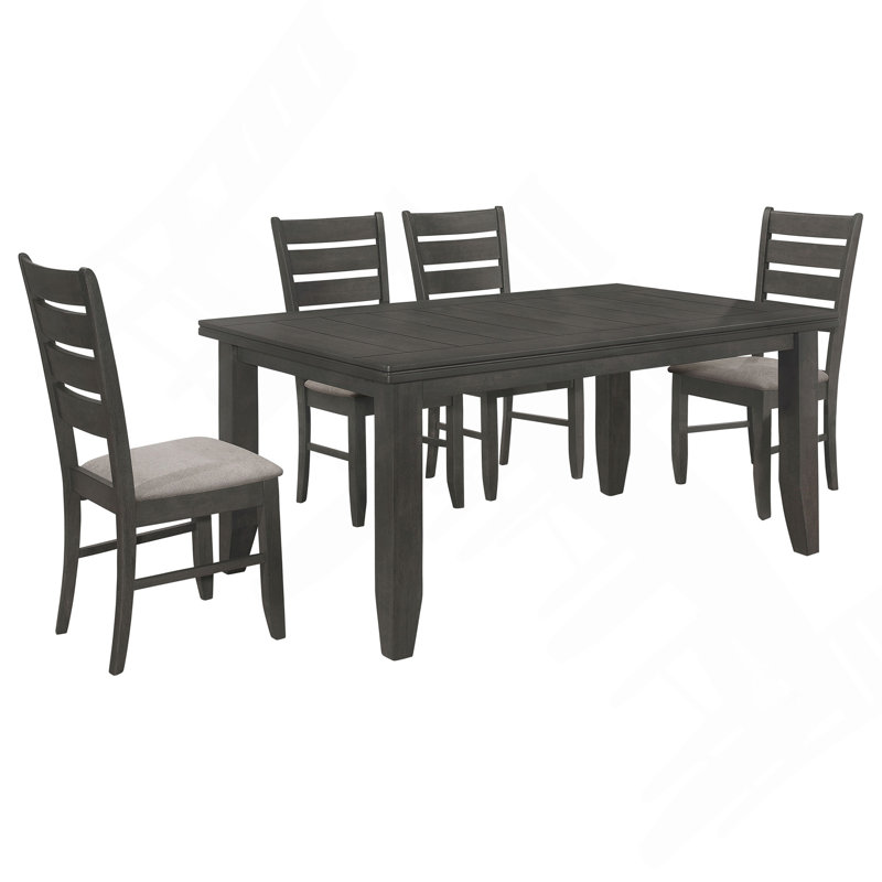 Ensemble de salle à manger rectangulaire gris et gris foncé 5 pièces, 5 pièces: table, 4 chaises