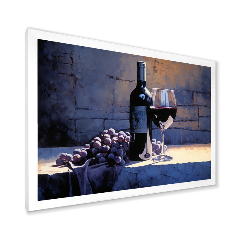Syrahs Shadow - Wine, reproduction d'art sur toile, Cadre simple blanc, H 34 po x l 44 po x P 1,5 po