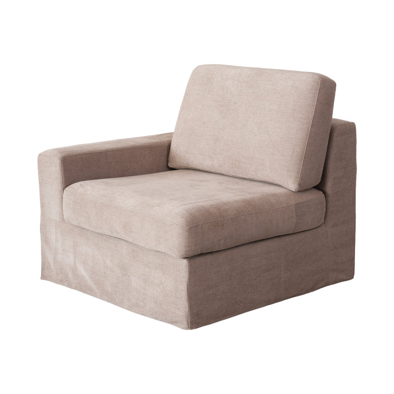 Oecusse Upholstered 38.6 " Linen Sectional, Khaki Linen