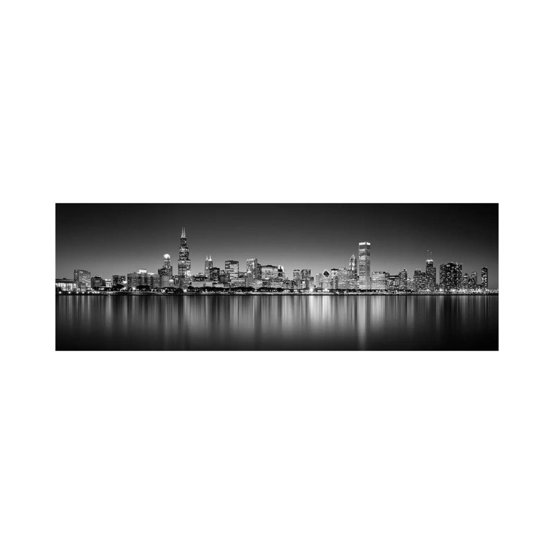 Reflection Of Skyscrapers In A Lake, Lake Michigan, Chicago, Cook County, Illinois, USA - Wrapped Canvas Panoramic Print