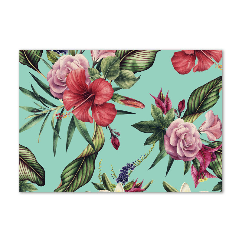 Tropical Flowers - Wrapped Canvas Painting