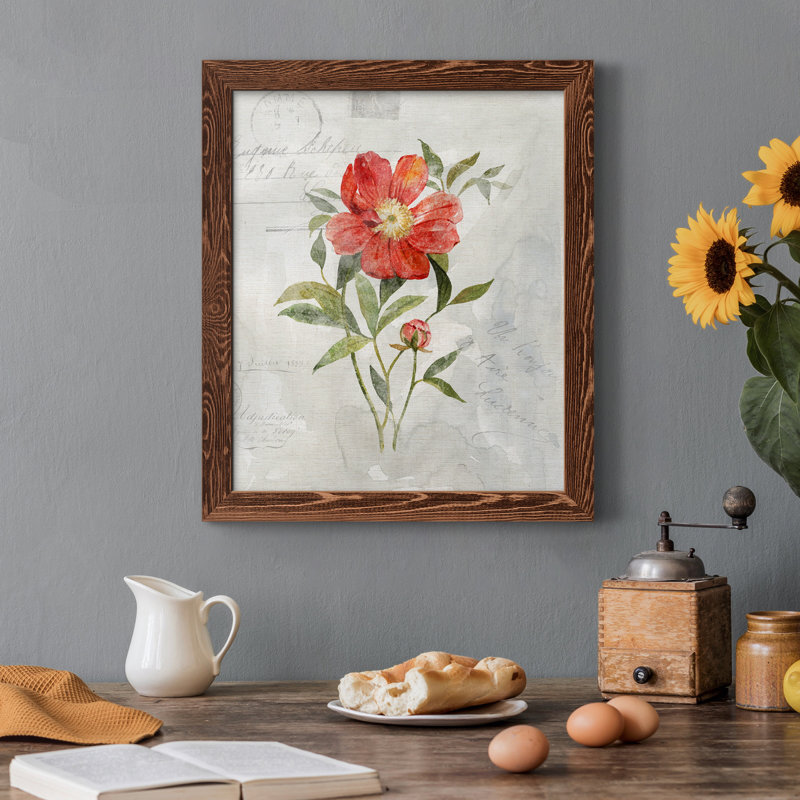 Lin pivoine - peinture sur toile encadrée, Érable, H 44 po x l 31 po x P 1 po