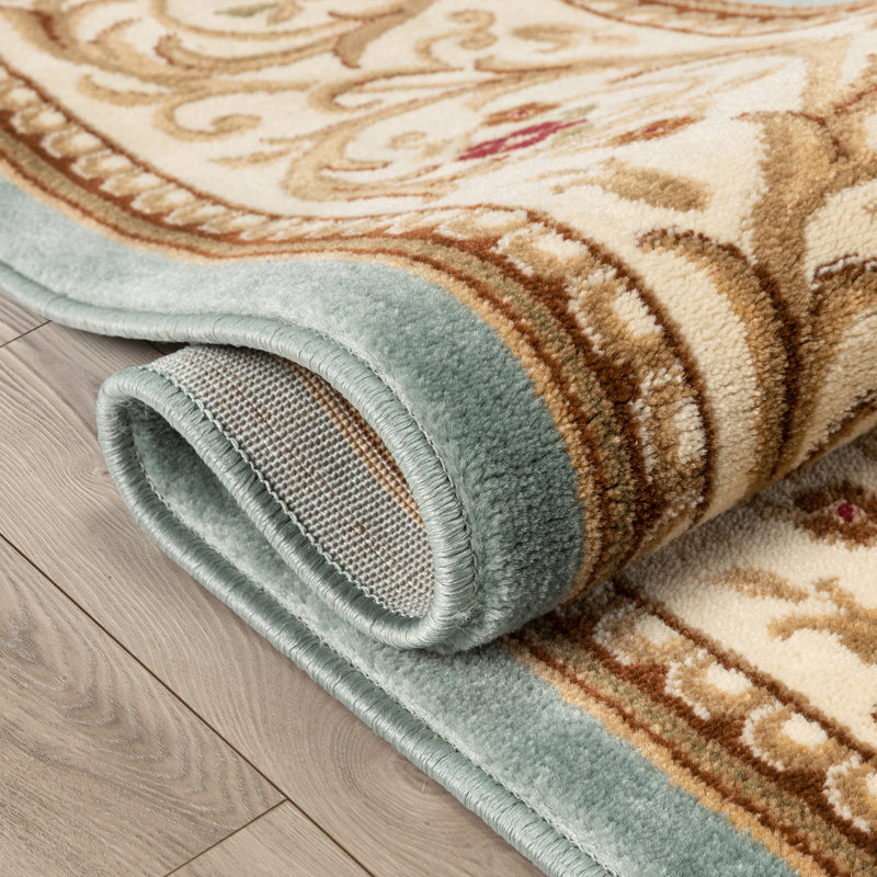 Tapis bleu pâle Charlton Home® Doykos, Tapis de couloir 2 pi 3 po x 7 pi 3 po