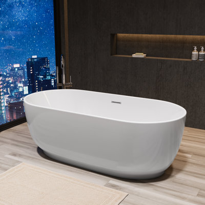 67" X 31.5" Freestanding Soaking Acrylic Bathtub