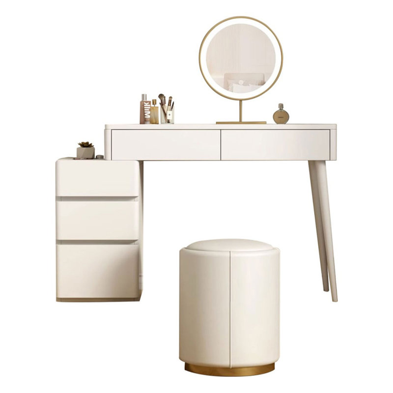 Makeup Vanity with Light mirror,5 drawers,1 chair