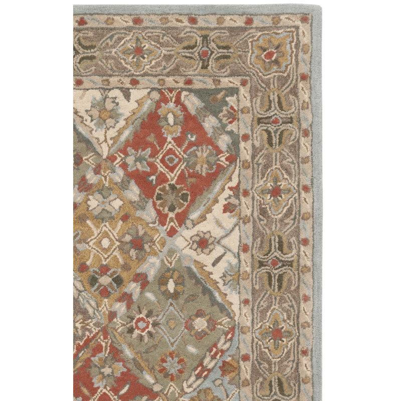 Tapis bleu clair / brun clair en laine touffeté à la main Albert, Rectangle 6 pi x 9 pi
