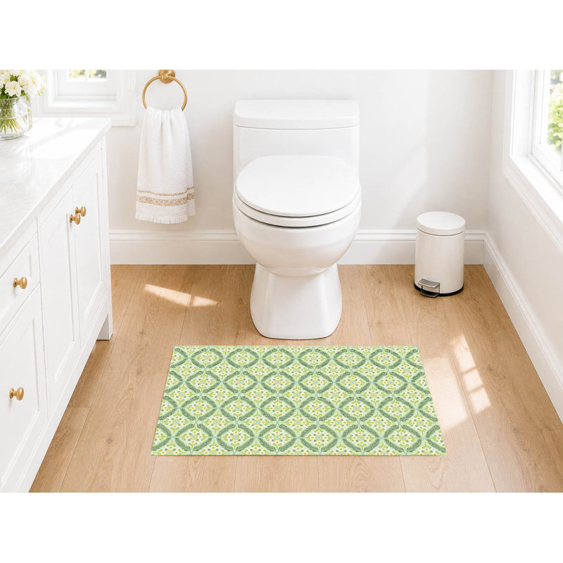 Tapis de toilette rectangulaire absorbant et antidérapant Eden, 24" L x 17" W, Lime Floral