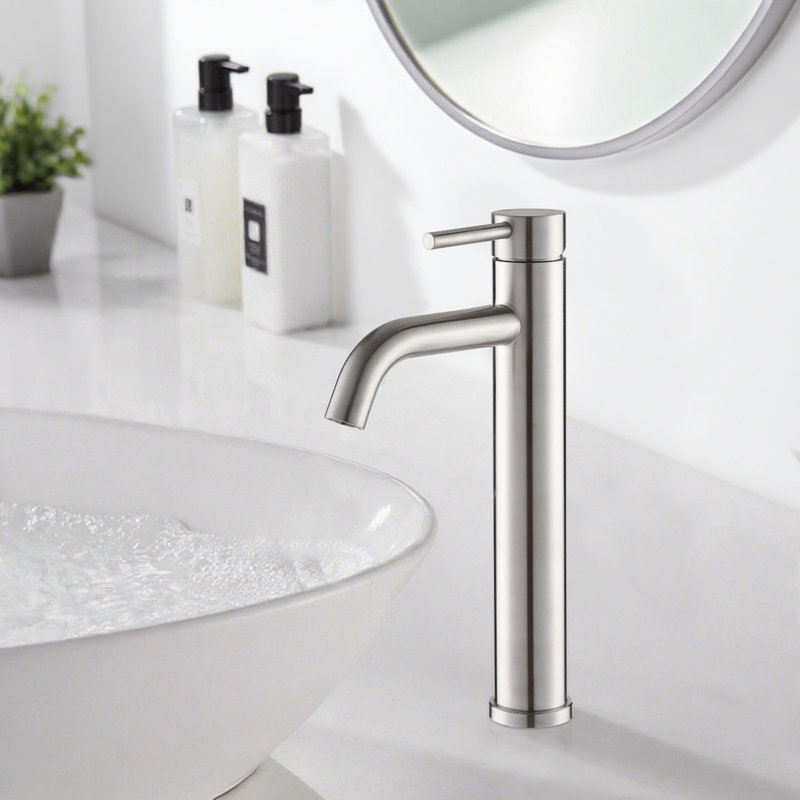 Modern Single Handle Waterfall Bathroom Faucet, Brushed Nickel