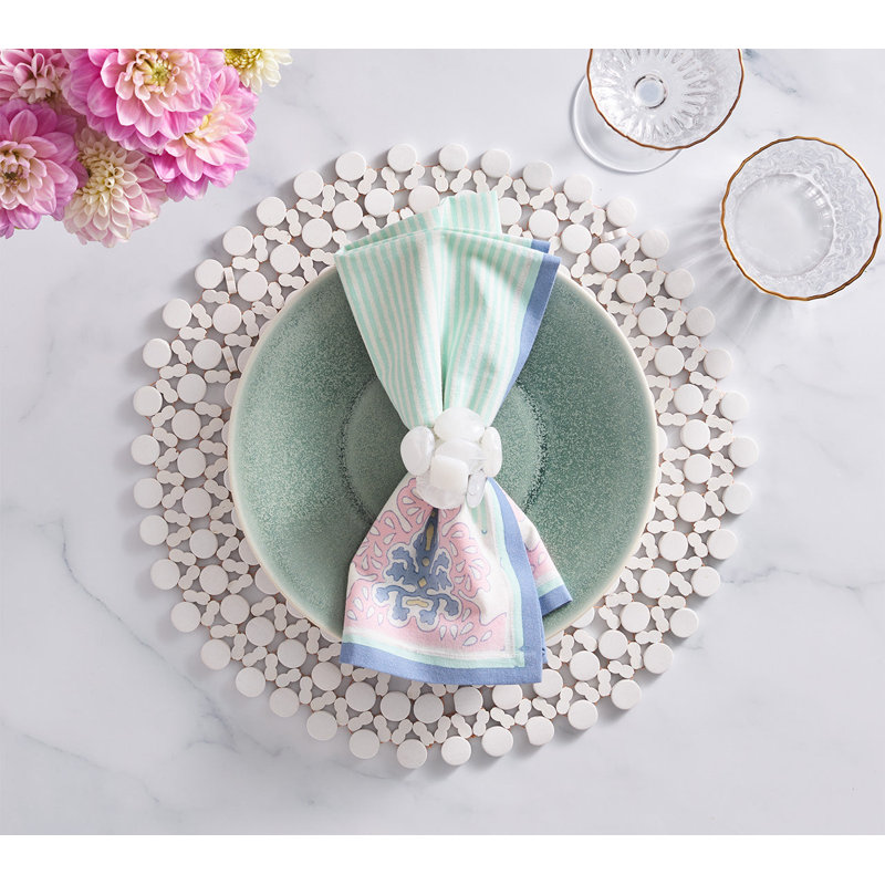 Filigree Napkin, White/Sorbet