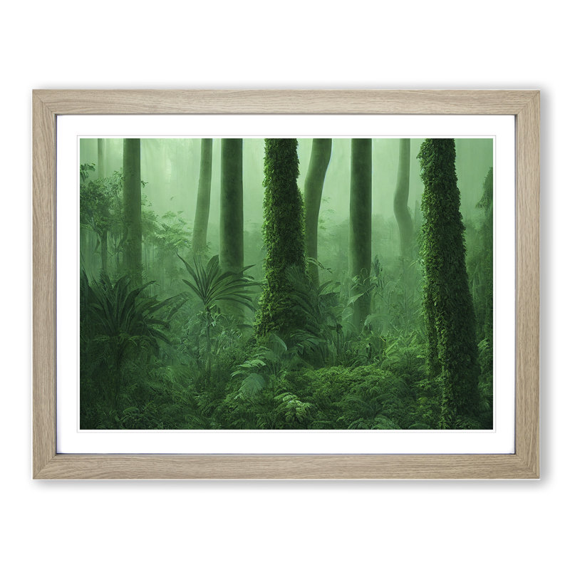 Deep In The Jungle Vol.4 - Single Picture Frame Print, 34cm H x 46cm W x 2cm D, Oak