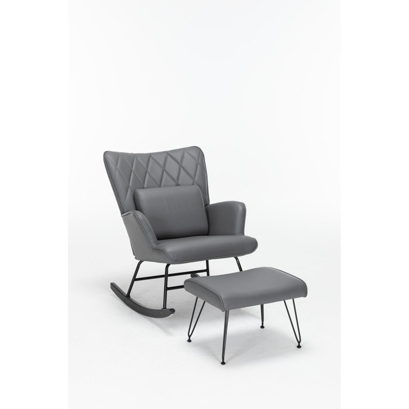 Chaise berçante confortable pour la chambre à coucher, conception ergonomique - Gris relaxant et stable
