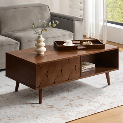 Sara Doody 47.25""W Mid-century Lift-Top Coffee Table With Storage Tray -  George Oliver, EB07D29866A5403E9C9D73A22FC543F4