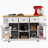 53inch Large Kitchen Island with Drop Leaf, Power Outlet, Door Internal Storage Rack, Rolling Kitchen Cart on 5 Wheels with 5 Open Side Racks for Kitchen, Dining Room (Not include bar stools)-1126782103