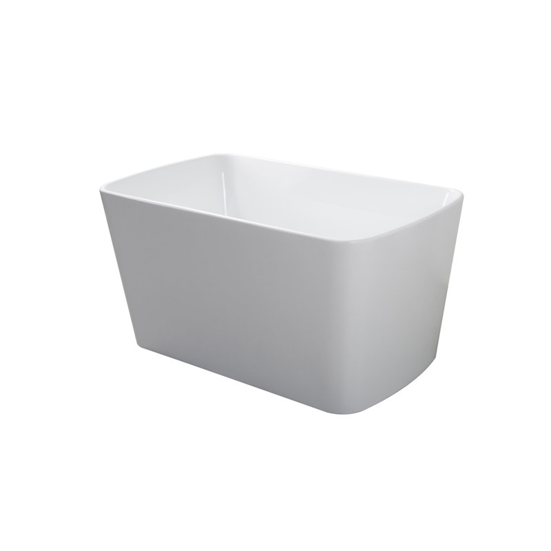 49'' X 28'' Acrylic Freestanding Soaking Bathtub, Square-Shape Japanese Soaking Hot Tub, Sit-In Design With Chrome Overflow And Drain, Available For Express Delivery