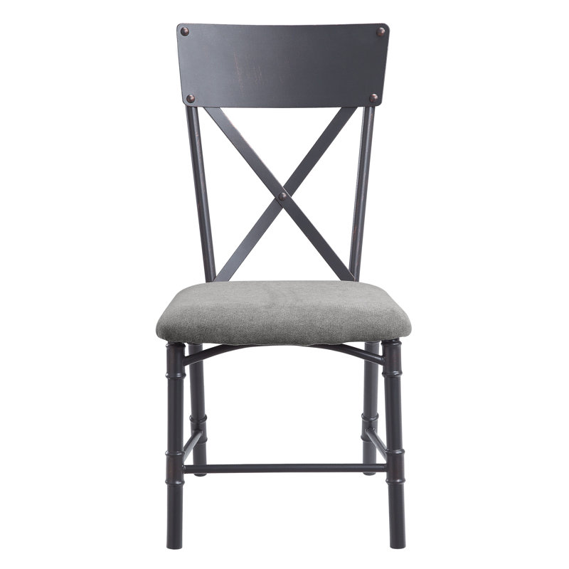 2 chaises d'appoint grises et sablonneuses noires - plateau de table en bois robuste et dossier rembourré style X Cool