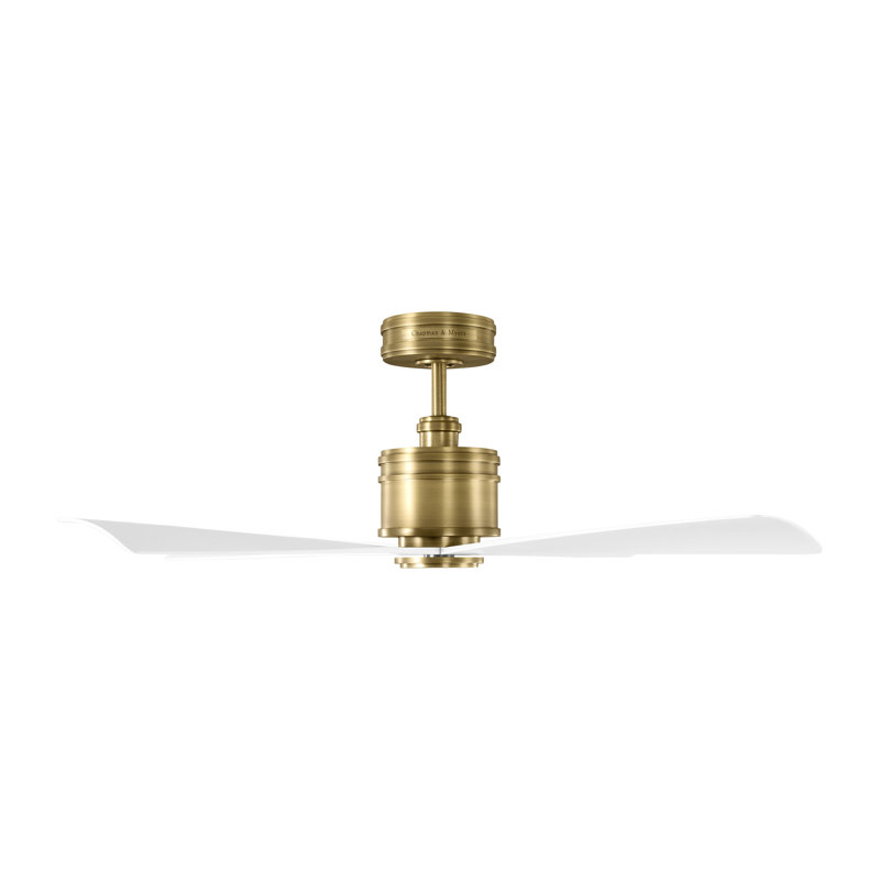 Launceton 44 Indoor Ceiling Fan with ABS blades and Handheld Remote, Hand Rubbed Antique Brass/Matte White