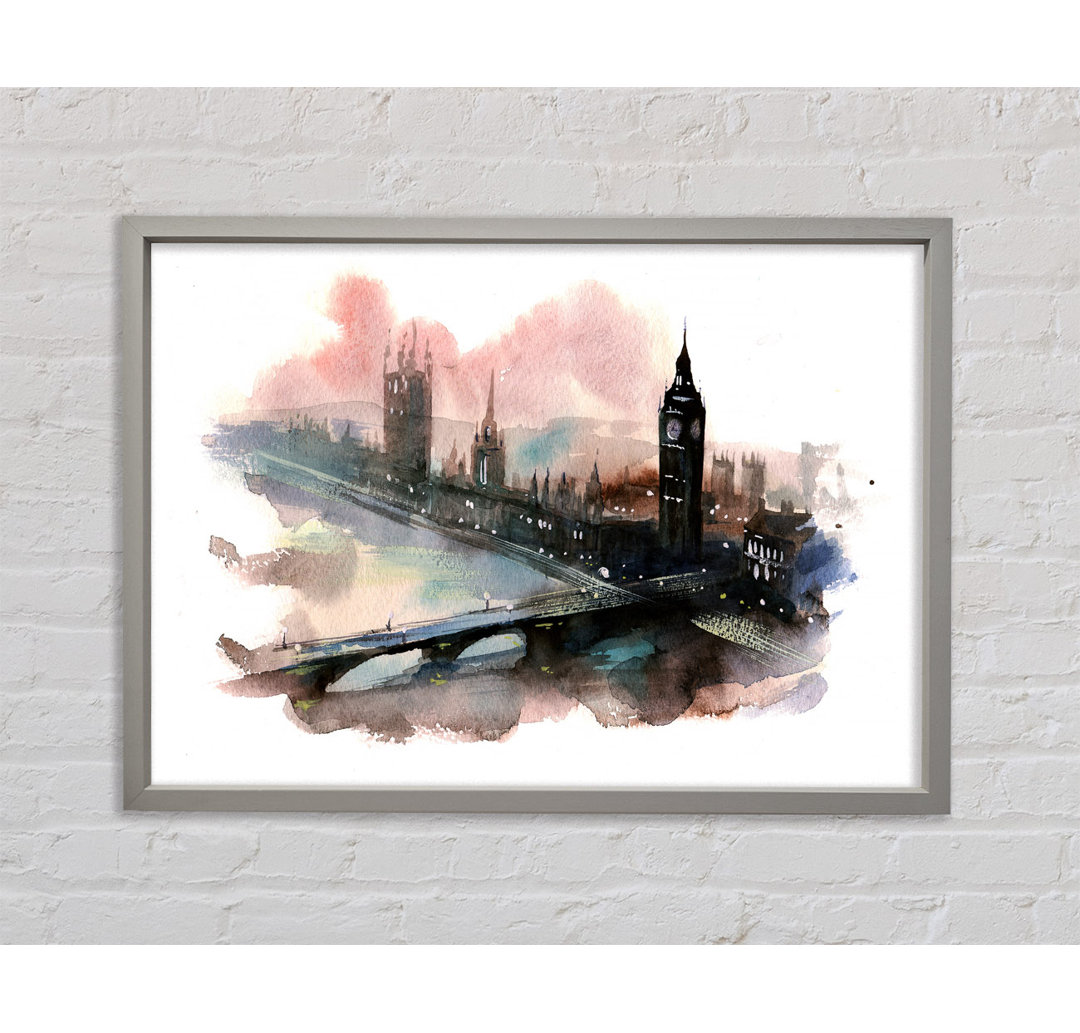 Aquarell Big Ben Houses Of Parliament - Einzelner Bilderrahmen Kunstdrucke auf Leinwand