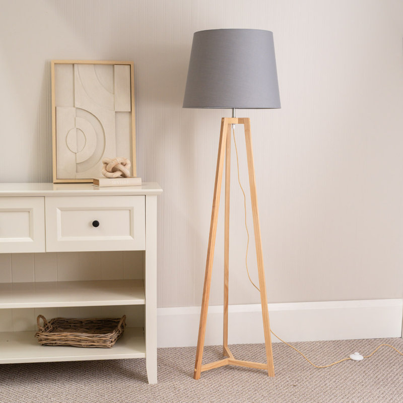 Rhavyn 158cm Natural Traditional Floor Lamp, Grey