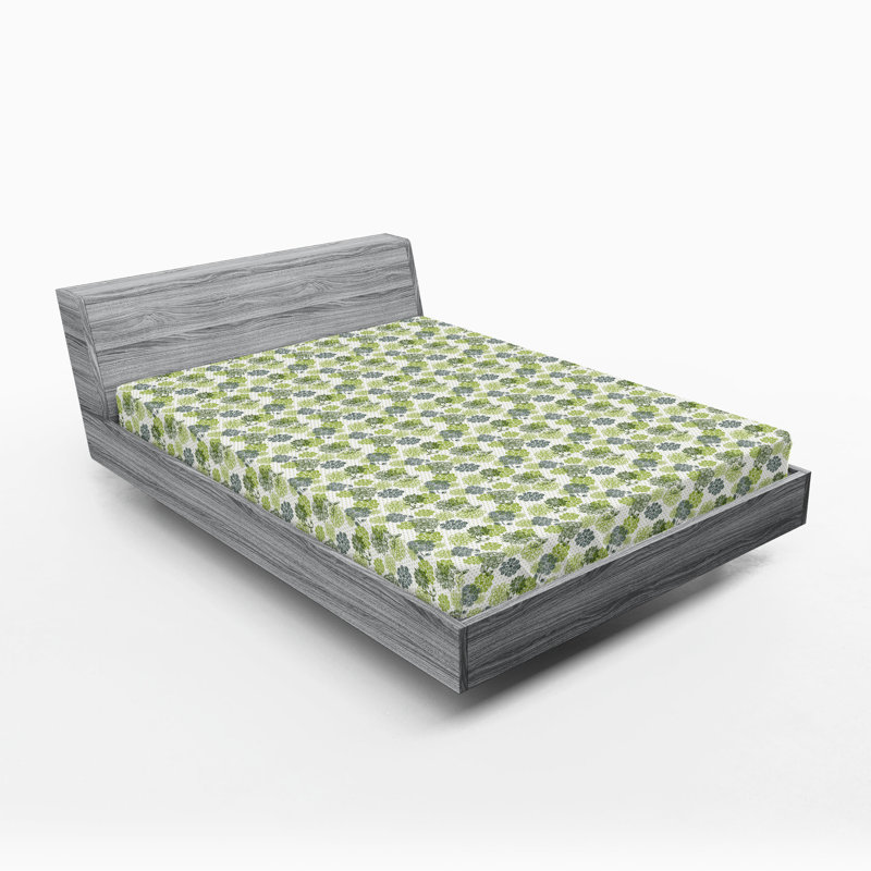 Ensemble de 2 draps-housses Ambesonne, Vert pomme, vert sauge / floral, Drap-housse très grand californien