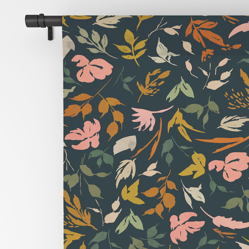 Wild Leaves Nature Dark Blackout Polyester Window Panel