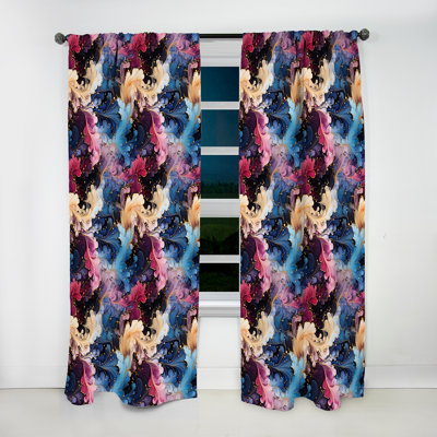 Blue Galactic Dreams Marble Dreams - Rideau en velours glamour - obscurcissant - 1 panneau