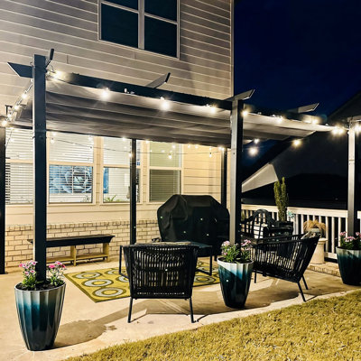 Pergola avec auvent 11 x 16 pi. Structure robuste en aluminium, tissu, réglable pour le repos et le rajeunissement de la cour en aluminium de divertissement, amusant