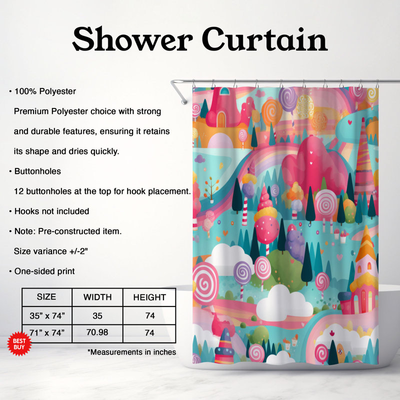 Rideau de douche Candy Fantasy - Premium, H 74 po x l 71 po