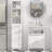 Tall Bathroom Storage Cabinet/Freestanding Linen Tower With 3-Tier Open Adjustable Shelf And Cupboard, White