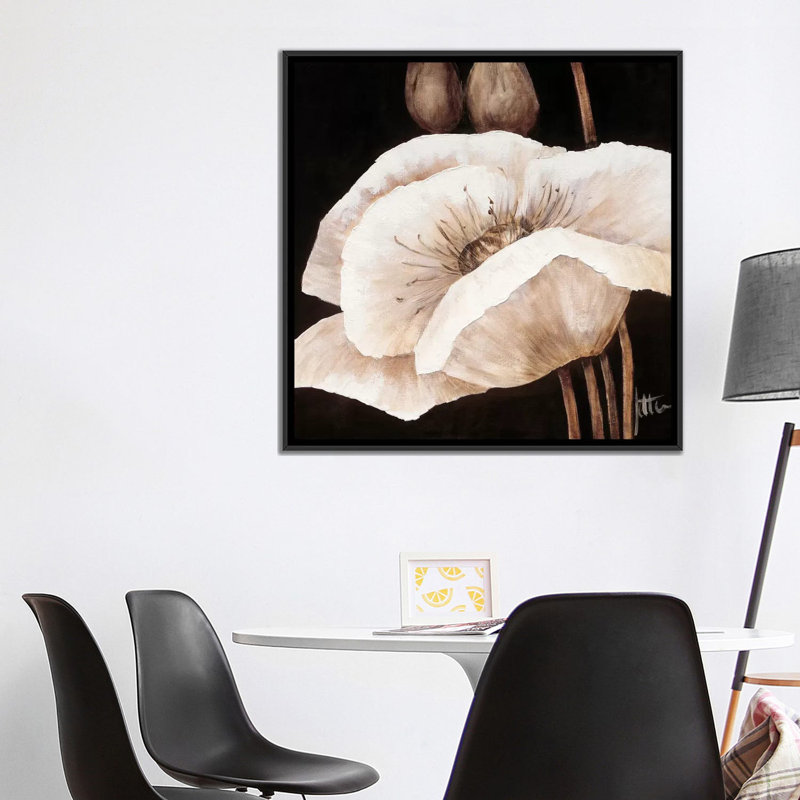 «Amazing Poppies I», impression sur toile, H 18 po x l 18 po x P 1,5 po, Toile encadrée noire, Pas de tapis