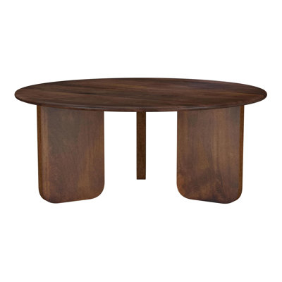 Round Solid Mango Wood Coffee Table Brown