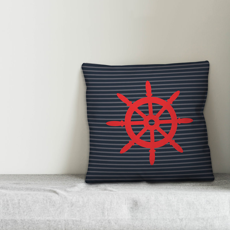  Nautical Wheel Throw Pillow, 16" x 16", Polyester/Polyfill