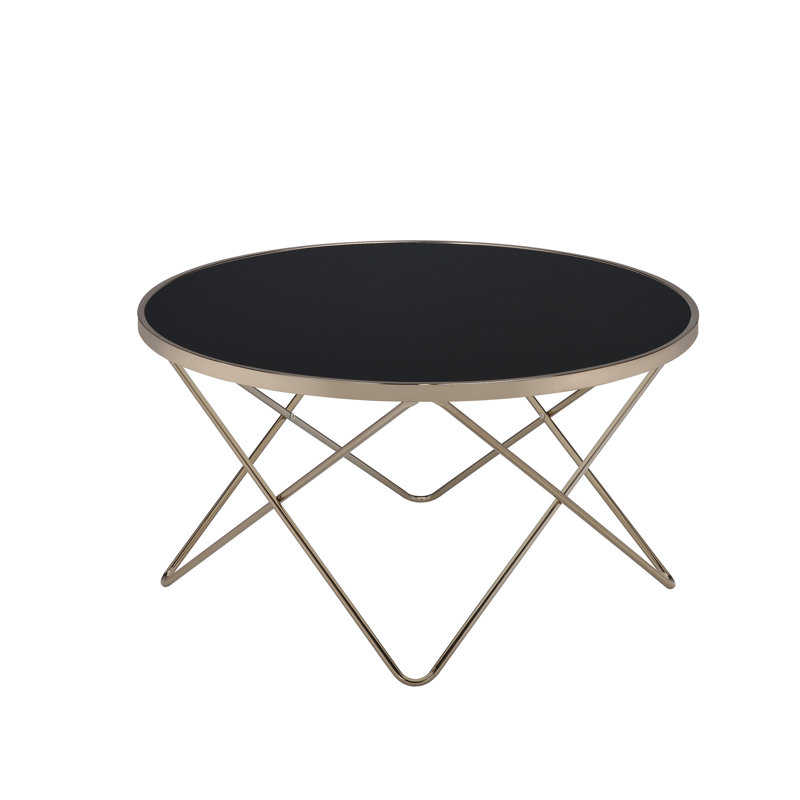 Table basse décorative moderne en verre noir et champagne