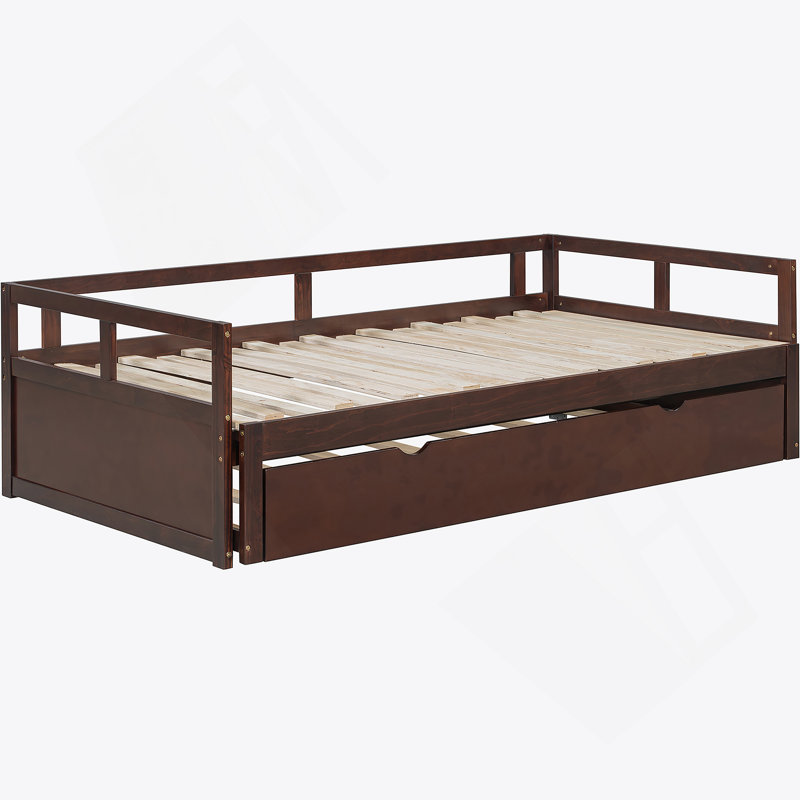 Lit de jour extensible avec lit gigogne, lit de jour en bois avec lit gigogne pour un espace de couchage supplémentaire et polyvalent, idéal pour les chambres d'amis