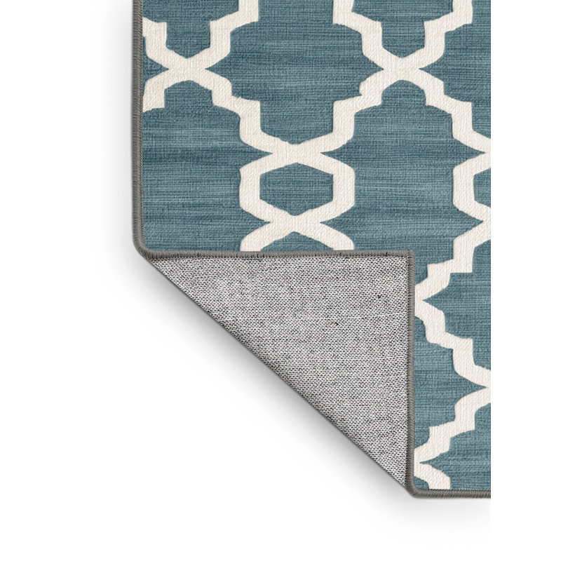 Machine Washable Trellis Green Area Rug, Square 3'