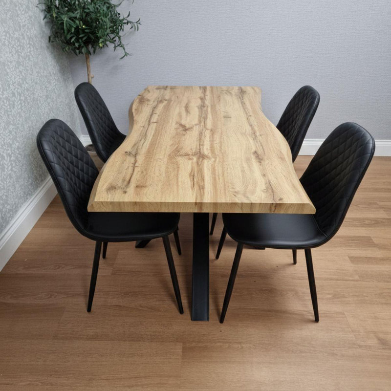 4 - Person Dining Set, Black, 75cm H x 117cm W x 77cm D
