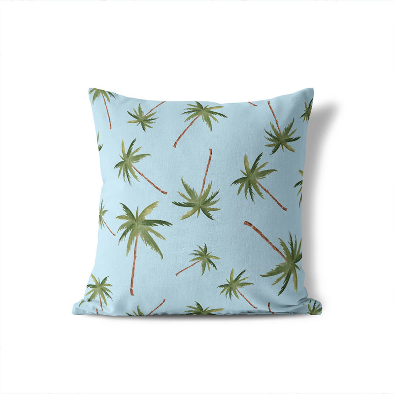 Summer Palms Outdoor Pillow, Cloud Blue, Square 18"