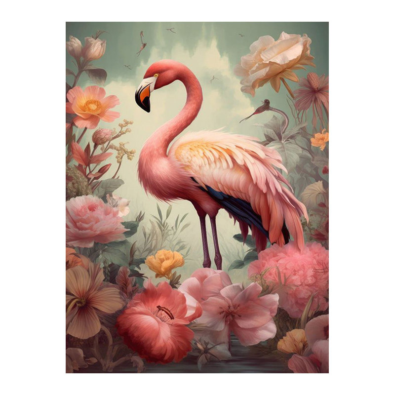 Tapis décoratif multicolore à motif tissé à motif floral Flamingo, Sous-tapis rectangulaire 2 pi 4 po x 3 pi 11 po