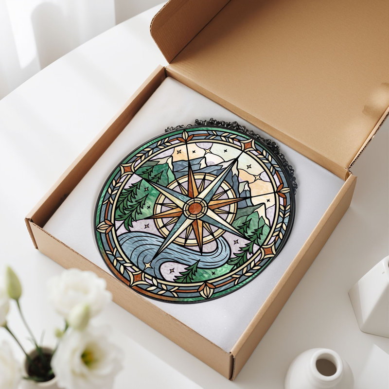 Panneau de vitrail Compass Landscape, H 7,8 po