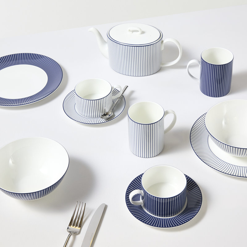 Wedgwood Gio Blue Mug 11.5floz Pinstripe, Blue/White