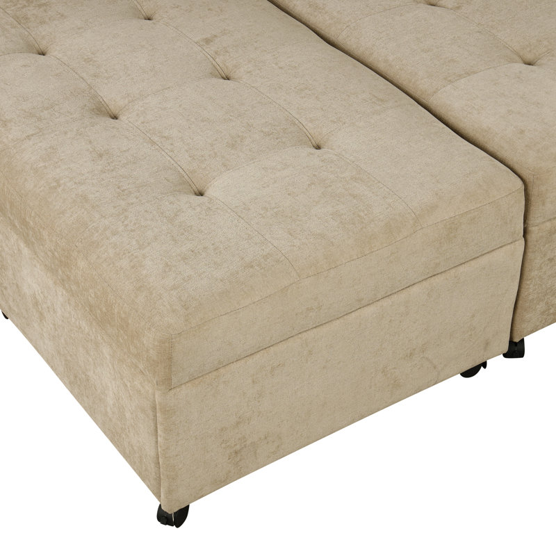 121.2" Versatile Sofa Bed Modular Sofa  Free-Combined Sofa With Two Storage Racks, Brown Chenille