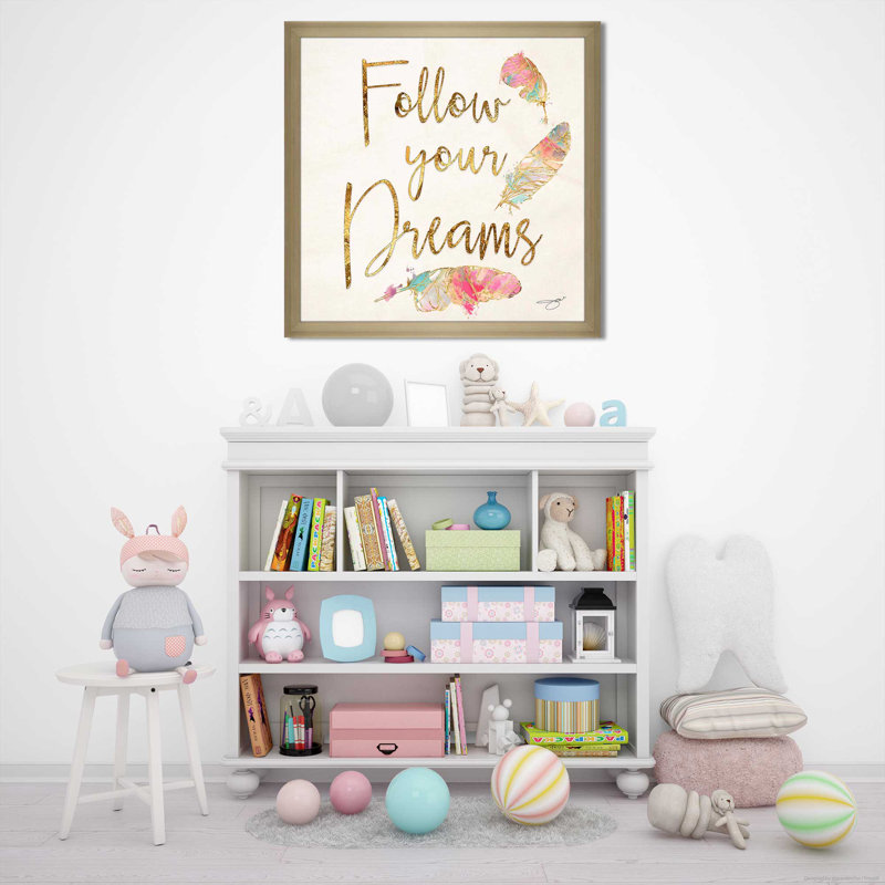 «Follow Your Dreams» par By Jodi - impression, Encadrement champagne, H 37,5 po x l 37,5 po x P 1 po
