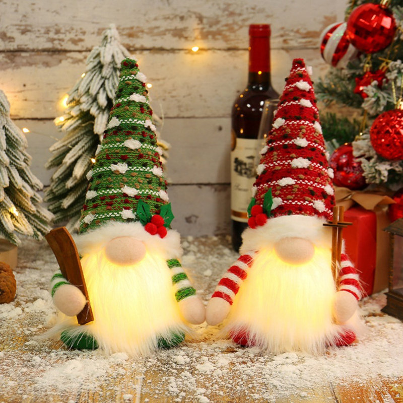2 pièces décorations de Noël gnomes de Noël illuminées